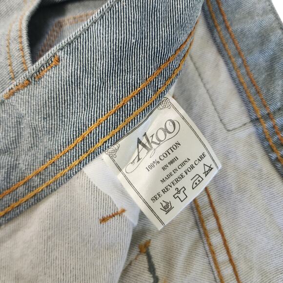 Akoo Brands Mens Jeans Size 38 Light Wash Straight Fit Hip Hop Skate Streetwear - Picture 10 of 15